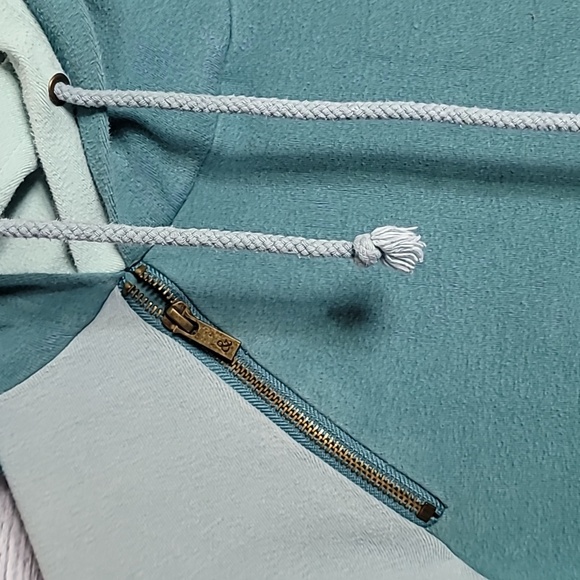 Ampersand Avenue Halfzip Double Hoodie Teal Sz S - Picture 5 of 8